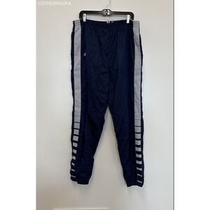 Adidas Blue VINTAGE Jogger Pants Mens Windbreaker Ankle Zip Logo Lined - Size L